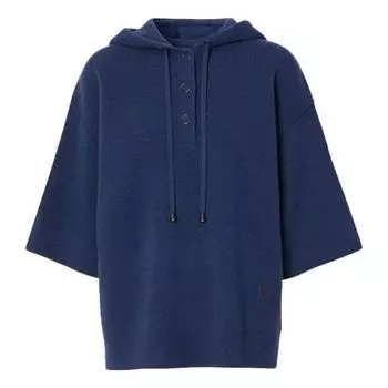 Свитер cashmere short sleeve hoodie blue Burberry, синий