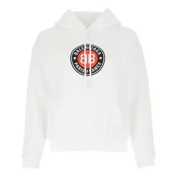 Свитер casual cotton hooded long sleeves hoodie white Balenciaga, белый
