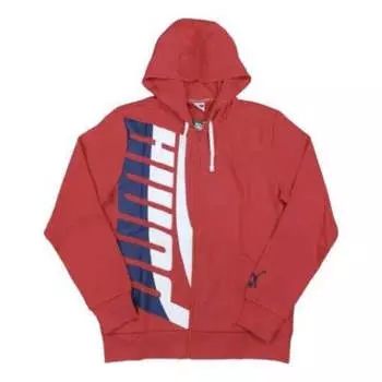 Свитер casual hooded zip-up sweatshirt 'red white blue' Puma, красный