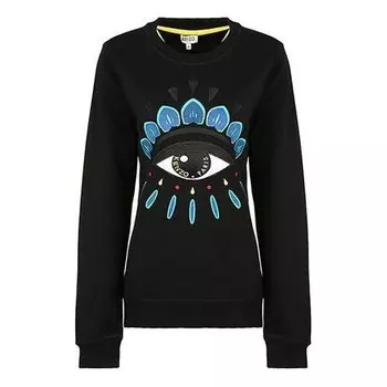 Свитер casual pullover long sleeves hoodie black Kenzo, черный