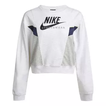 Свитер casual sports round neck long sleeves pullover hoodie white Nike, белый