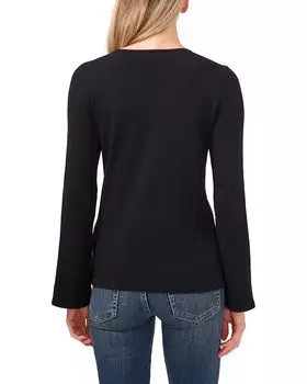Свитер CeCe Long Sleeve Crew Neck Sweater w/ Peral Trim, цвет Rich Black