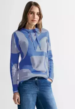 Свитер Cecil с круглым вырезом и графическим рисунком, цвет Water Blue