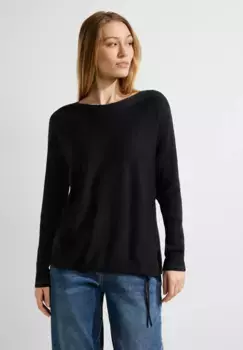 Свитер Cecil с круглым вырезом и вырезом-лодочкой, черный