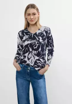 Свитер Cecil с круглым вырезом, выполненный из тонкой вязки, синий