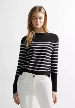 Свитер Cecil с круглым вырезом, выполненный из мягкой смеси материалов, черный