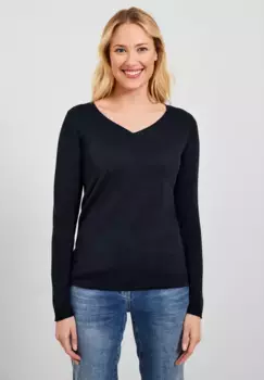 Свитер Cecil с V-образным вырезом, женственный V-образный вырез, синий