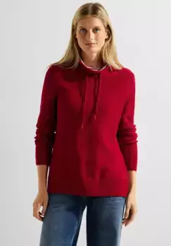 Свитер Cecil с воротником стойкой и кулиской на воротнике, красный