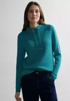 Свитер Cecil с воротником стойкой и кулиской на воротнике, голубой