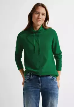 Свитер Cecil с воротником стойкой и трикотажной структурой, зеленый