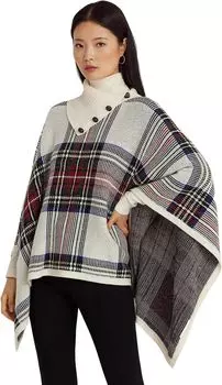 Свитер Checked Plaid Wool-Blend Poncho LAUREN Ralph Lauren, мульти