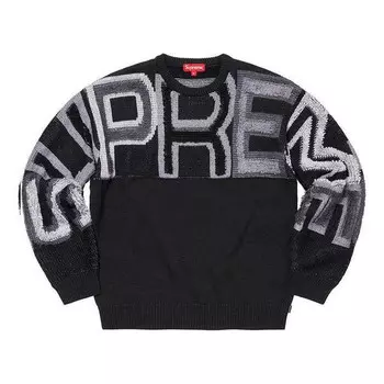 Свитер chenille logo sweater 'black grey white' Supreme, черный