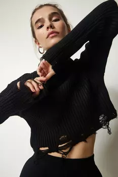 Свитер - Черный - Классический крой Happiness stanbul, черный