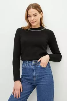 Свитер - Черный - Классический крой LC Waikiki, черный