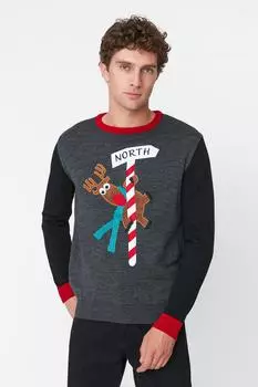 Свитер - Черный - Классический крой Trendyol, черный