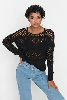 Свитер - Черный - Oversize Trendyol, черный