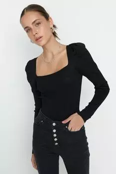 Свитер - Черный - Приталенный крой Trendyol, черный