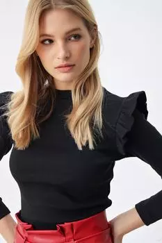 Свитер - Черный - Приталенный Trend Alaat Stili, черный