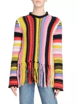 Свитер Chloé вязаный крючком с бахромой из кашемира и шерсти, мультиколор