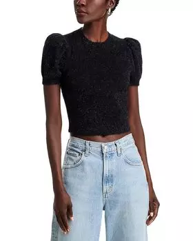 Свитер Ciara с блестками и рукавами-фонариками Alice and Olivia, черный