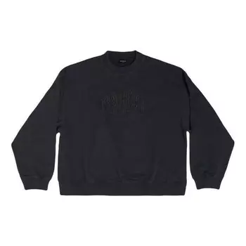 Свитер cities paris embroidered logo sweatshirt 'black' Balenciaga, черный
