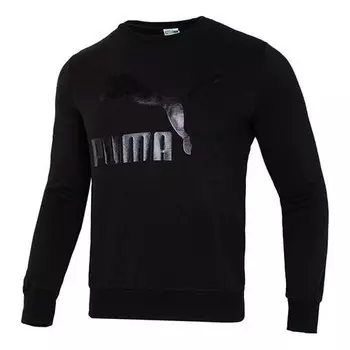 Свитер classics logo crew neck sweater 'black' Puma, черный
