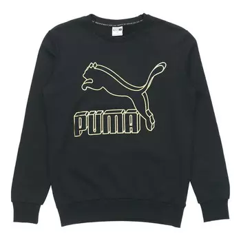 Свитер classics logo sweater 'black yellow' Puma, черный