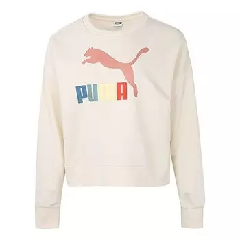 Свитер classics metallic logo crew tr round-neck sweatshirtbeige Puma, бежевый