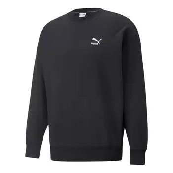 Свитер classics relaxed crewneck sweatshirt 'black' Puma, черный