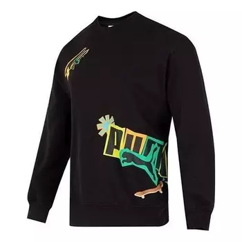 Свитер classics street sport crewneck sweatshirt 'black' Puma, черный