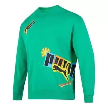 Свитер classics street sport crewneck sweatshirt 'green' Puma, зеленый