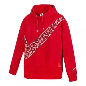 Свитер cny new year's edition hoodie fleece loose knit sports gym red Nike, красный