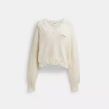 Свитер Coach Cropped V Neck Sweater, цвет Ivory