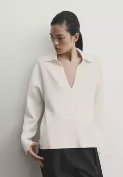 Свитер Collar Massimo Dutti, бежевый