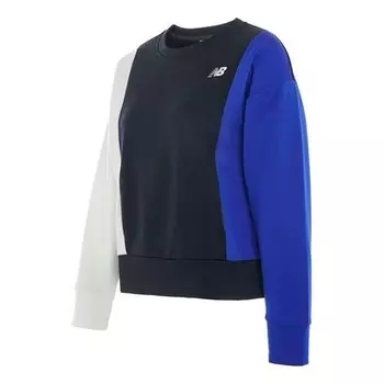 Свитер colorblock pullover round neck hoodie blue New Balance, синий