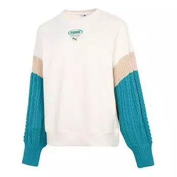 Свитер colorblock sweatshirt 'white' Puma, белый