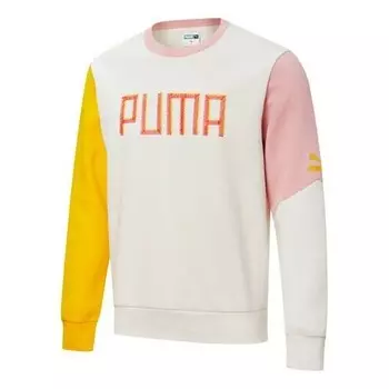 Свитер colorful embroidered logo sweater 'white yellow pink' Puma, белый