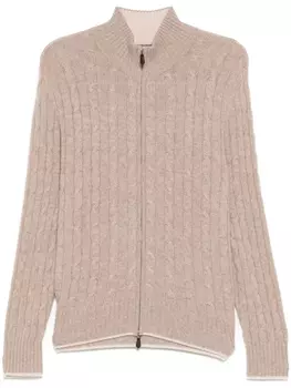 Свитер Contrast Cable Full Zip N.Peal, коричневый