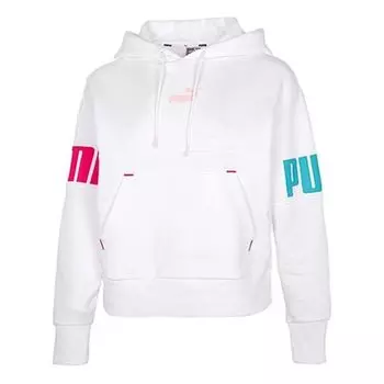 Свитер contrasting colors alphabet logo pattern loose hoodie white Puma, белый