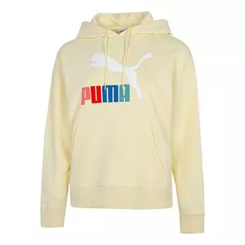 Свитер contrasting colors logo printing loose hoodie yellow Puma, желтый