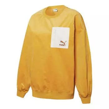 Свитер contrasting colors zipper pocket sports round neck pullover 'yellow' Puma, желтый