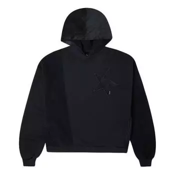 Свитер corduroy splicing solid color sports hoodie black Converse, черный