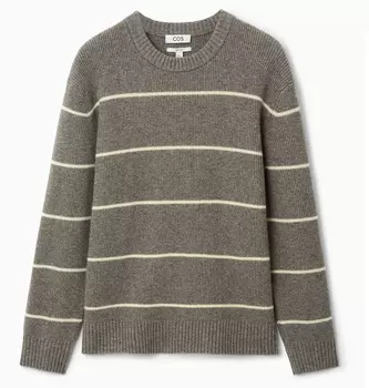 Свитер Cos Wool-yak Mix With Stripes, темно-бежевый