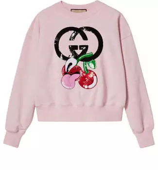 Свитер cotton jersey sweatshirt with embroidery 'pink' Gucci, розовый