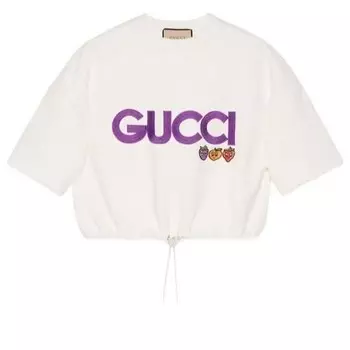 Свитер cotton jersey sweatshirt with patch 'off white' Gucci, белый