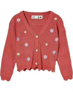 Свитер COTTON ON Audrey Floral Cardigan, цвет Brick Red