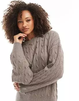 Свитер Cotton On lux Crew в цвете мокко с косами Cotton:On