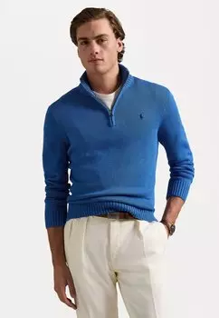 Свитер COTTON QUARTER ZIP SWEATER Polo Ralph Lauren, синий