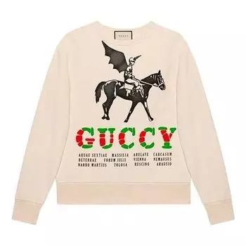 Свитер cotton sweatshirt with winged jockey 'white' Gucci, белый