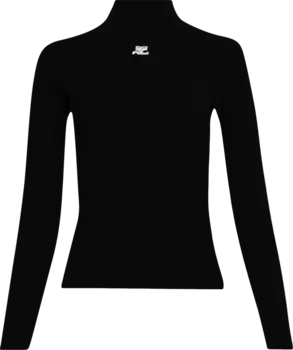 Свитер Courrges Mockneck Rib Knit Sweater 'Black', черный